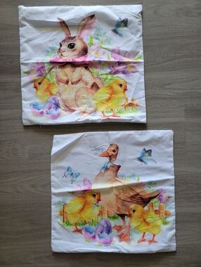 Bunny Or Duck Pillow Covers - Pastel Spring Print